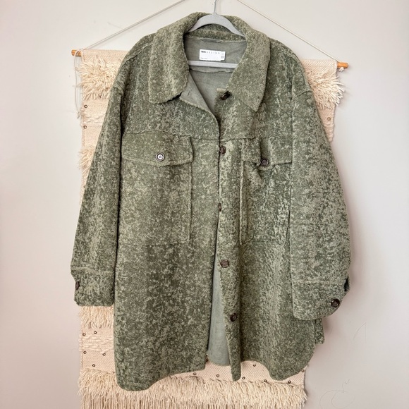 ASOS Curve Jackets & Blazers - ASOS Design Curve Teddy Trench Coat Green Plus Size 24